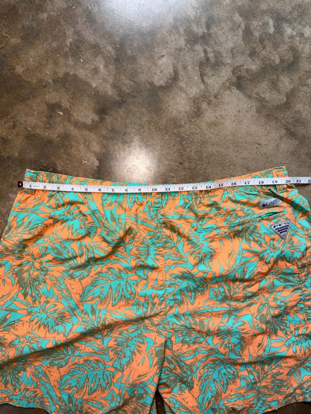 Columbia PFG Tropical Print Swim Trunks Men’s 2XL Orange Teal Beach Shorts - Picture 5 of 11